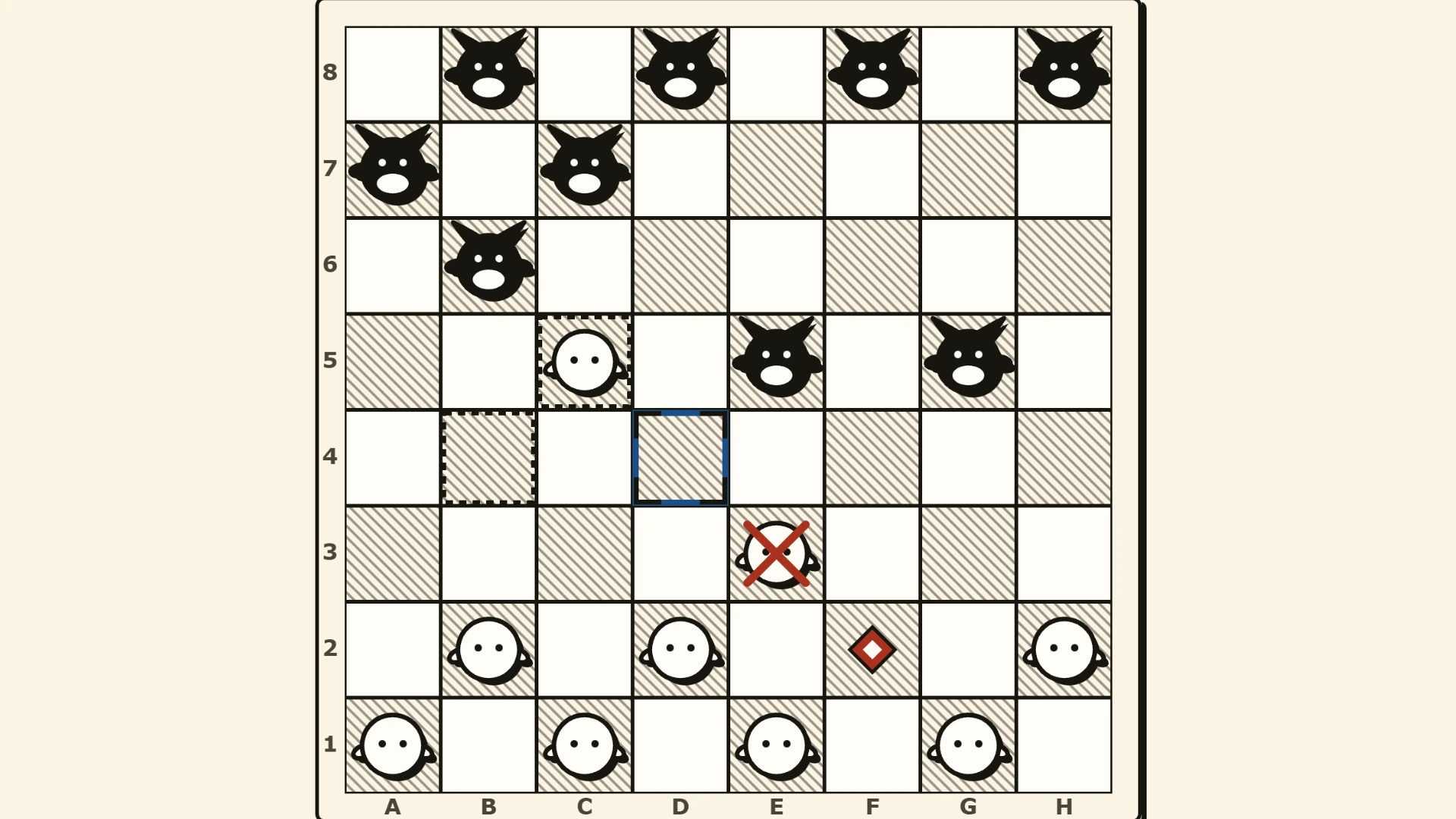 Jumpwise later in a game, with fewer pieces left on each side