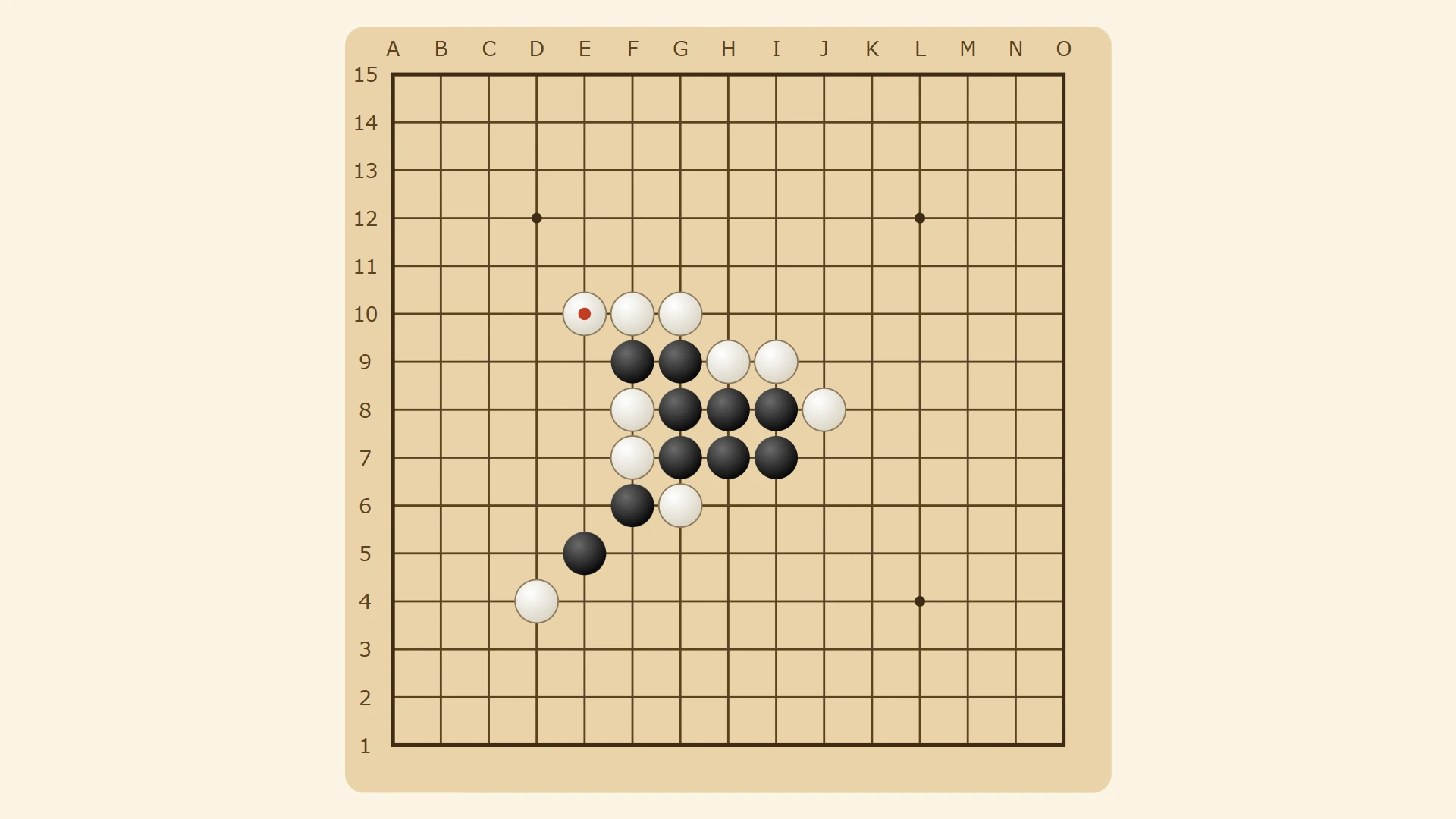 A game against the computer in the middle of the board