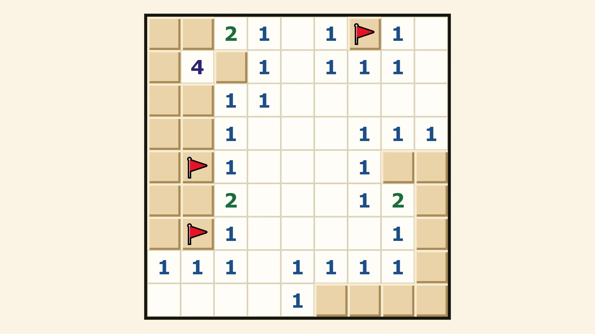 A Beginner board after the first click opened a large area
