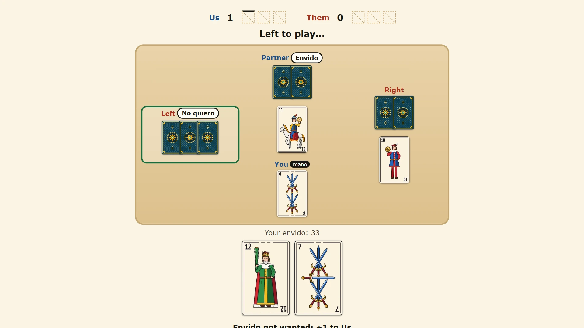 A 2 vs 2 table with a partner opposite and two opponents at the sides