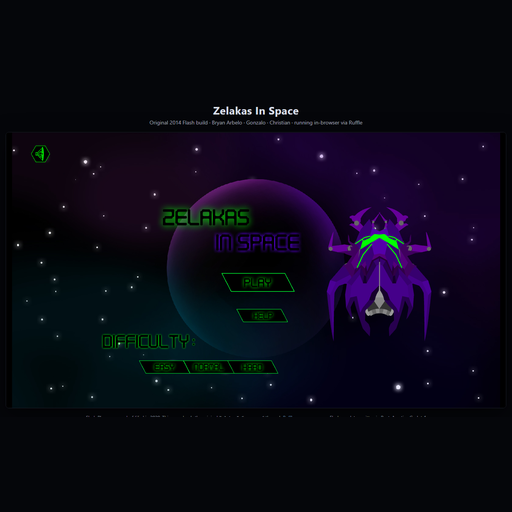 Zelakas In Space — a 2D arcade shooter with a small ship dodging asteroids and drones